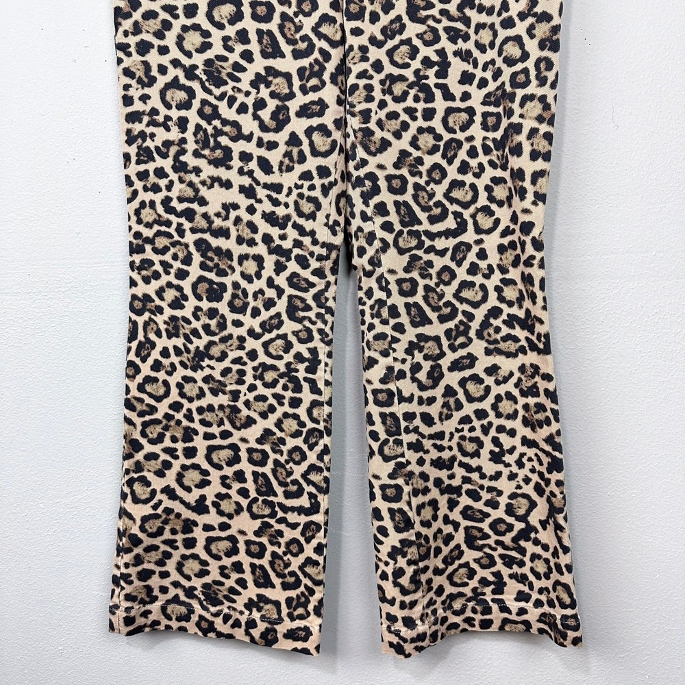 LOFT Leopard Print Pants Womens Size 8 Beige Black Side Zip Straight Leg Ankle - Picture 4 of 10